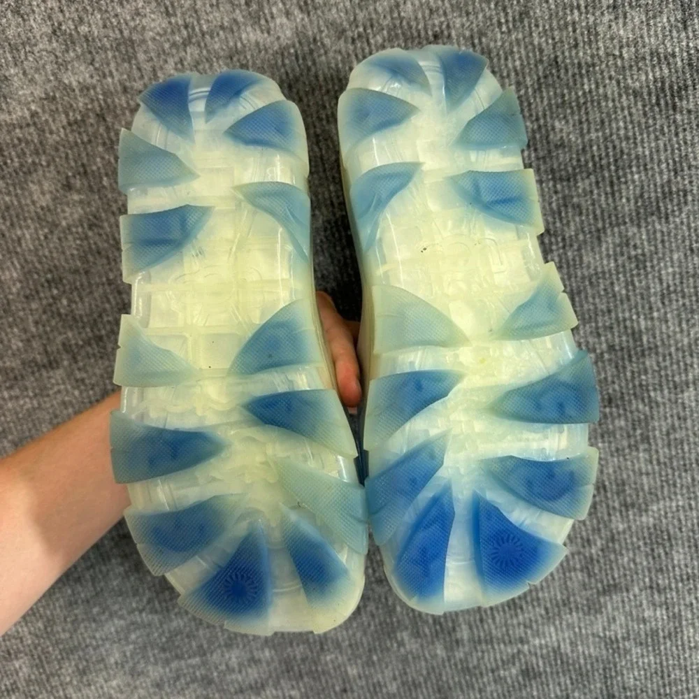 UGG Sport Yeah Blue White Ombre Translucent Platform Slide Sandals Mens 6B